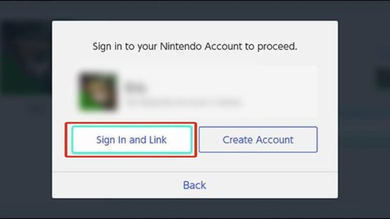Dialog Anmelden und verknüpfen auf der Nintendo Switch