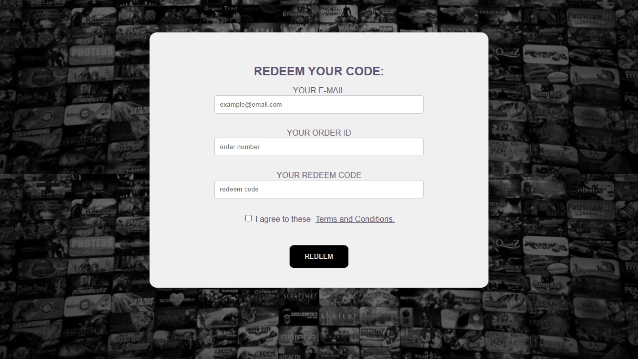 Dingdang-Formular mit Bestellnummer, Code und E-Mail