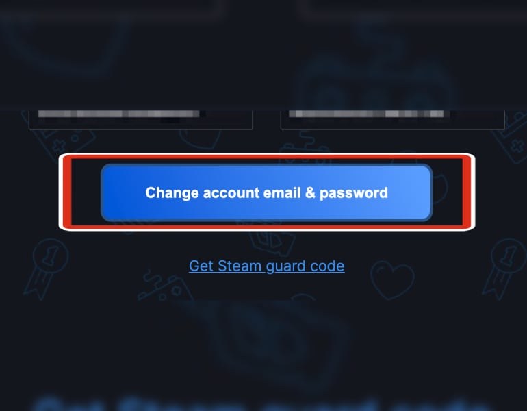 Button zum Ändern von E-Mail und Passwort des Kontos
